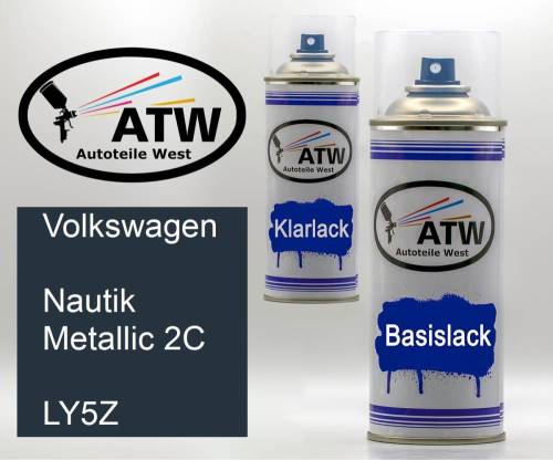 Volkswagen, Nautik Metallic 2C, LY5Z: 400ml Sprühdose + 400ml Klarlack - Set, von ATW Autoteile West.